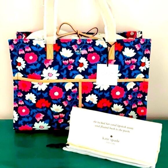 KATE SPADE NWT WASHINGTON SQUARE MEGA SAM TOTE BAG BRIGHT FLORAL PATTERN - Picture 6 of 15